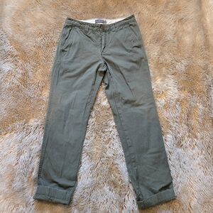 LL Bean Men's 30x30 Slim Straight Fit Flat Front Cotton Pants Chino Green